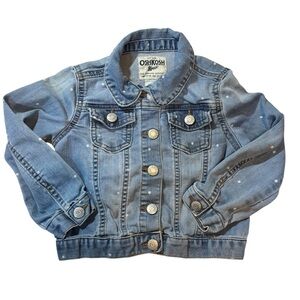 OshKosh B'gosh light blue polka dot lightweight jean jacket with snaps size 4t